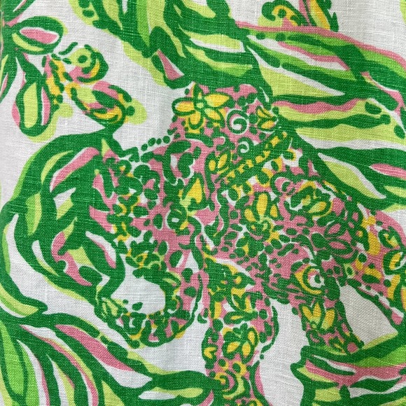 Lilly Pulitzer The Beach Pant Linen In Seeing Pink Elephants Print Wide Leg M - Picture 7 of 10